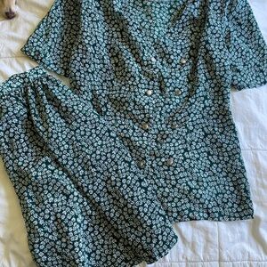 Green Floral Two-Piece Set